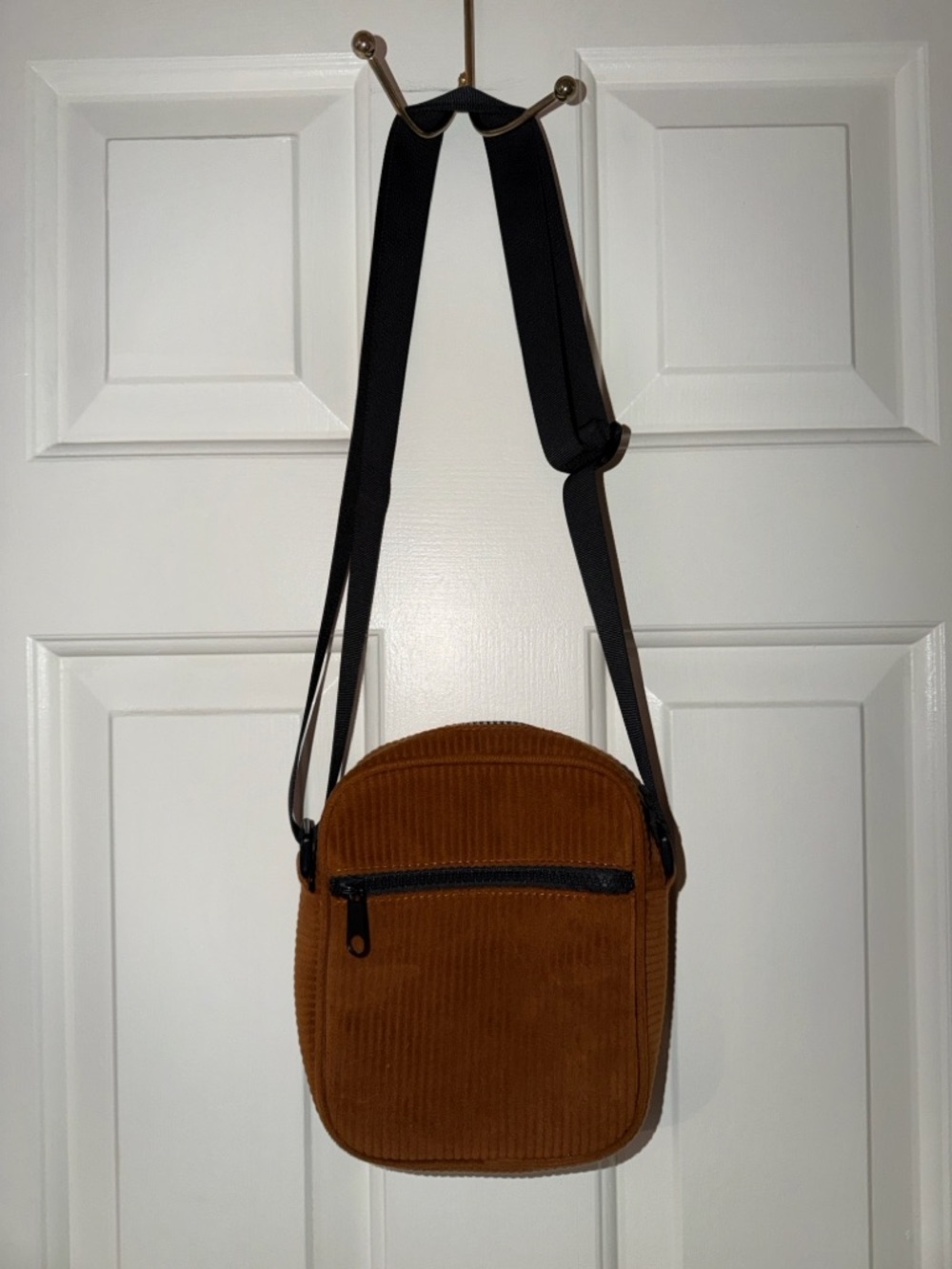 Corduroy Crossbody Bag in Brown - Unbranded